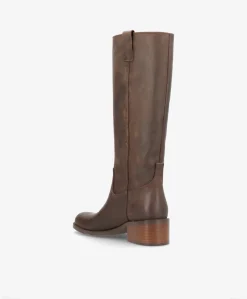 MARTINA LONG - Dame Lang støvle - Mørkebrun læder