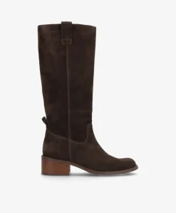 MARTINA LONG S - Mørkebrun ruskind - Lang støvle Dame