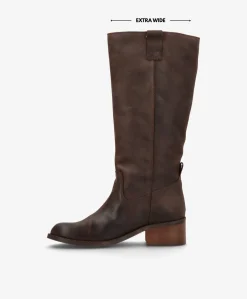 MARTINA LONG WIX - Chokoladebrun læder - Lang støvle Dame