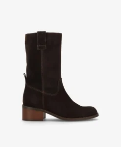 MARTINA S - Mørkebrun ruskind - Høj støvle Dame