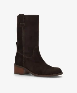 MARTINA S - Mørkebrun ruskind - Høj støvle Dame