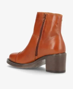 MARY Brun - Ankel støvle med hæl - læder