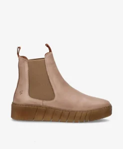 MOOVED - Beige læder - Chelsea støvler Dame