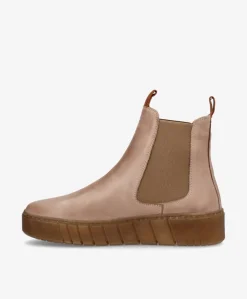 MOOVED - Beige læder - Chelsea støvler Dame
