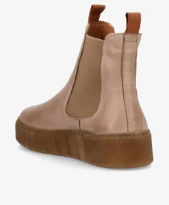 MOOVED - Beige læder - Chelsea støvler Dame