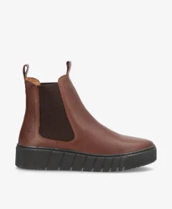 MOOVED BLK - Mørkebrun læder - Chelsea støvler Dame