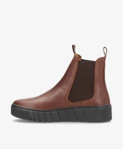 MOOVED BLK - Mørkebrun læder - Chelsea støvler Dame