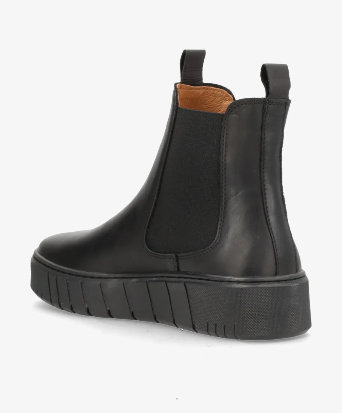 MOOVED BLK - Sort læder - Chelsea støvle Dame