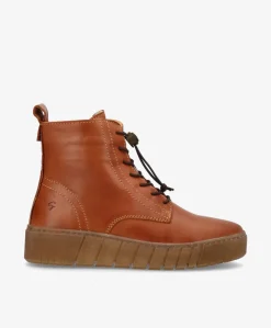 MOOVED LACE - Mellembrun læder - Snørestøvler Dame