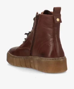 MOOVED LACE - Mørkebrun læder - Snørestøvler Dame