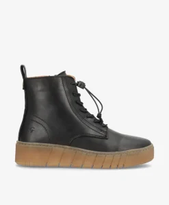 MOOVED LACE - Sort læder - Snørestøvler Dame