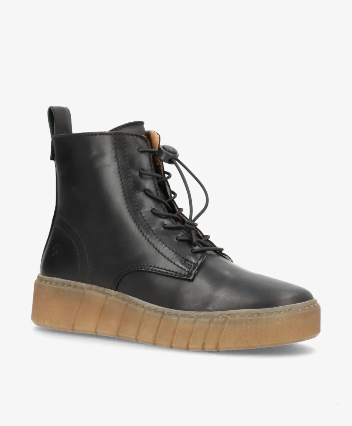 MOOVED LACE - Sort læder - Snørestøvler Dame