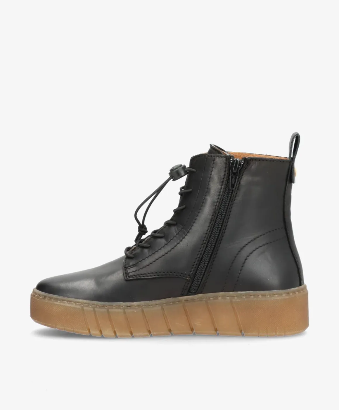 MOOVED LACE - Sort læder - Snørestøvler Dame