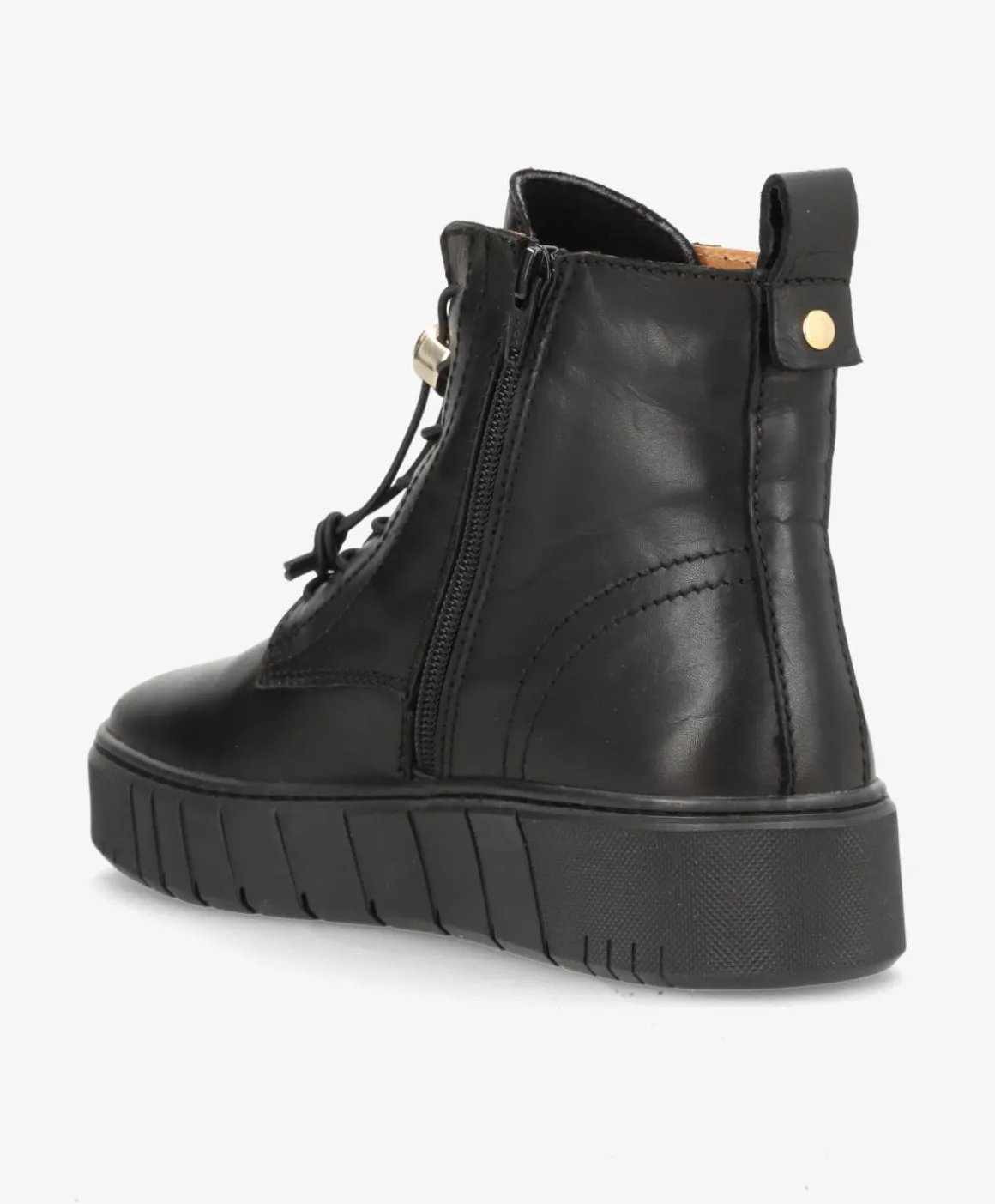 MOOVED LACE BLK - Sort læder - Snørestøvler Dame