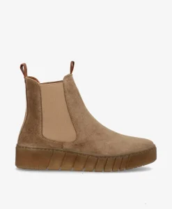 MOOVED S - Beige ruskind - Chelsea støvler Dame