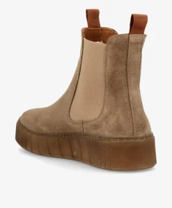 MOOVED S - Beige ruskind - Chelsea støvler Dame