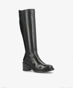 NEVADA Sort - Lang støvle - læder