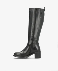 NEVADA Sort - Lang støvle - læder