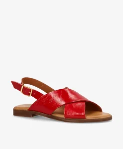 NICOLA P - Rød lak læder - Flade sandaler