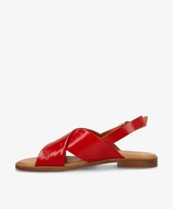 NICOLA P - Rød lak læder - Flade sandaler