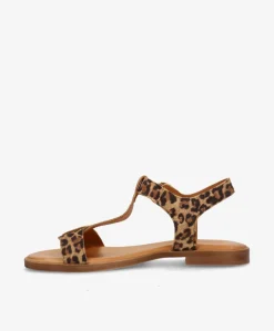 NORA S - Leopard ruskind - Flade sandaler Dame