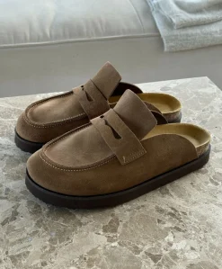 OCTAVIA - Taupe ruskind - Mules Dame