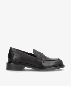 PURE - Sort læder - Loafers Dame