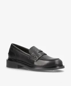 PURE - Sort læder - Loafers Dame