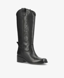 REBA LONG - Lang Støvle Dame med hæl - Sort