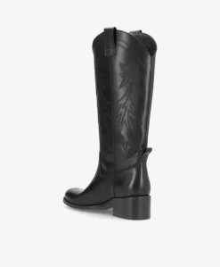 REBA LONG - Lang Støvle Dame med hæl - Sort