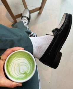 REGENT P - Dame loafer - Sort/hvid lak læder