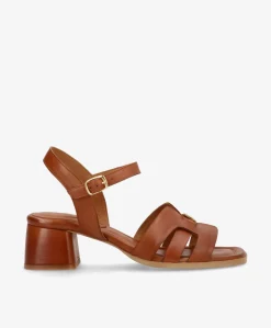 RONDA - Mellembrun læder - Sandaler med hæl