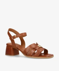 RONDA - Mellembrun læder - Sandaler med hæl