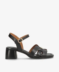 RONDA - Sort læder - Sandaler med hæl