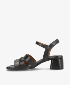 RONDA - Sort læder - Sandaler med hæl