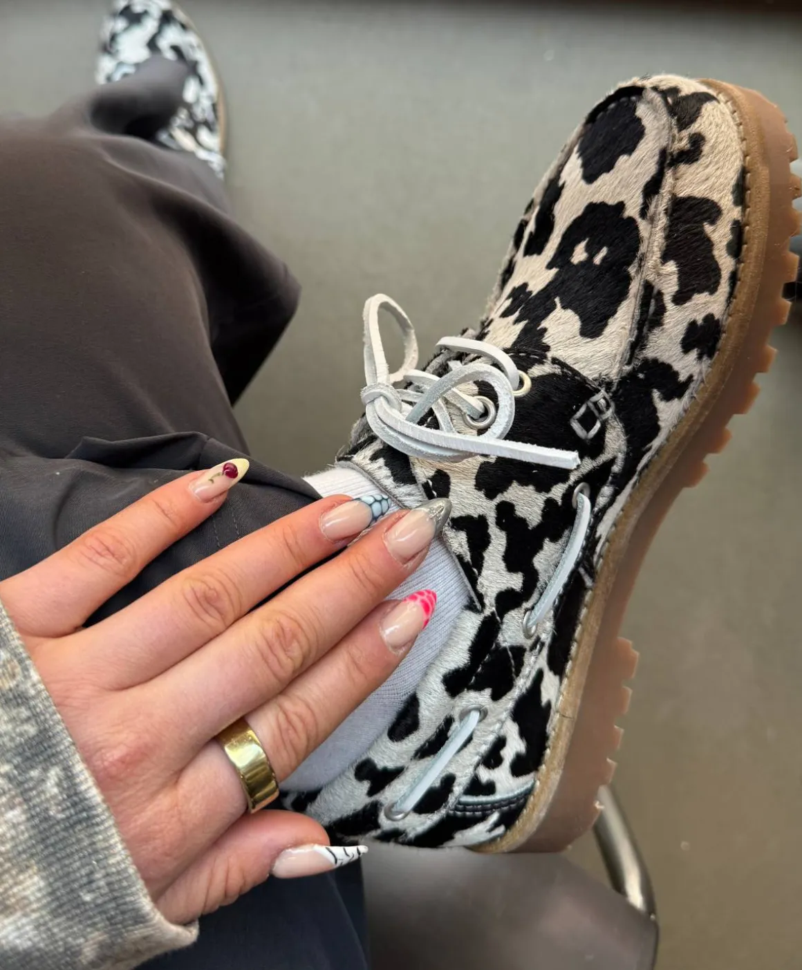 RUDDER X Ha - Cow sort - Pony hair læder - Sejlersko