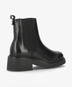 SADDLE - Sort læder - Chelsea støvler Dame