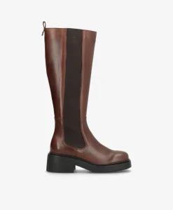 SADDLE LONG - Mørkebrun læder - Lange støvler Dame