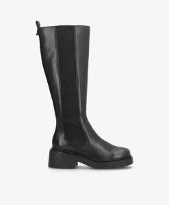 SADDLE LONG - Sort læder - Lange støvler Dame