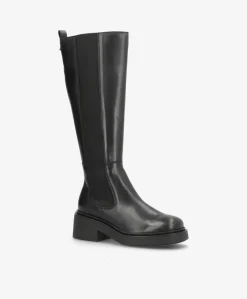 SADDLE LONG - Sort læder - Lange støvler Dame