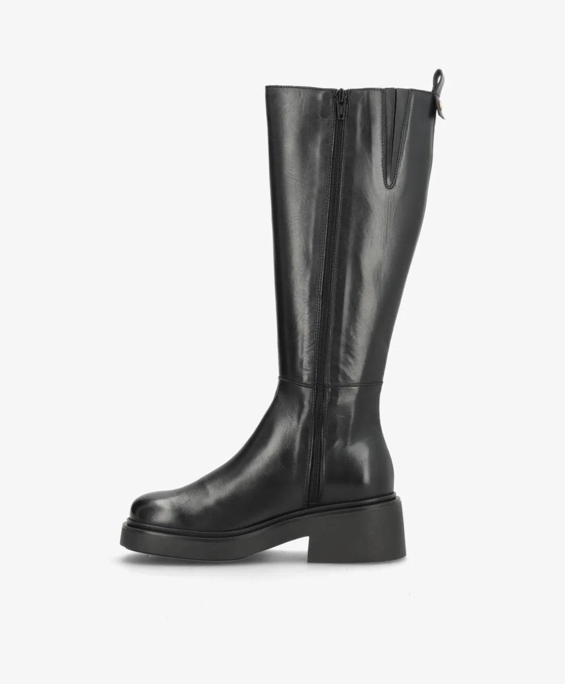 SADDLE LONG - Sort læder - Lange støvler Dame