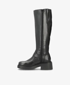 SADDLE LONG Buckle - Sort læder - Lange støvler Dame