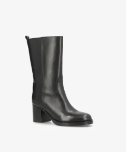 SADIE - Dame Støvle med hæl - Sort læder