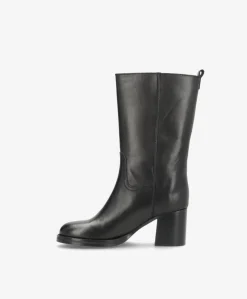 SADIE - Dame Støvle med hæl - Sort læder