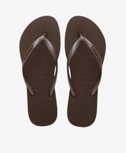 Slim logo metallic - Slip-on Dame - Mørkebrun