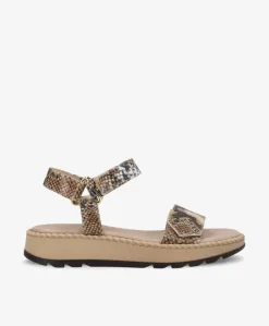 TILDE A - Beige læder snake - Sandaler platform Dame