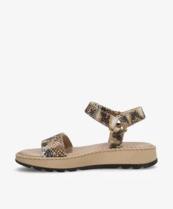 TILDE A - Beige læder snake - Sandaler platform Dame