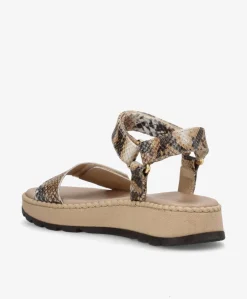 TILDE A - Beige læder snake - Sandaler platform Dame