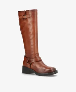 TYLER Brun - Lang biker støvle - læder