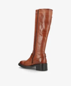 TYLER Brun - Lang biker støvle - læder